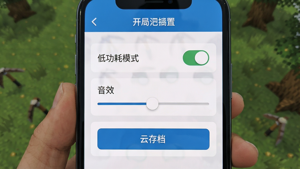 �����ֻ�չʾ��Ϸ���ý��棬�������г��͹���ģʽ���ء���Ч���ڻ��顢�ƴ浵��ť��ѡ�����Ϊ�ֻ���Ļ��д�����Ϊ��ˬ��ƽUI��ϸ�ڰ�������ͼ�ꡢ���ֱ�ǩ�����������������ʸɾ��������޶���Ԫ�أ������д�����