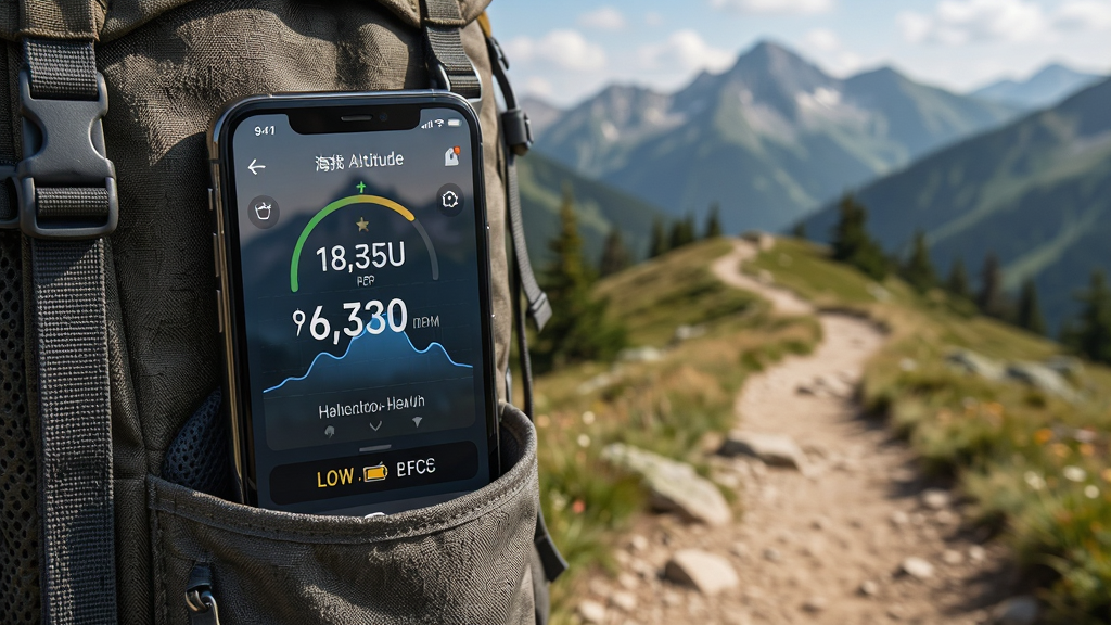 ����Ϊ����altitudeʵʱ���������ڻ��ⳡ���µ�ʹ��ʾ��ͼ������Ϊ�ֻ����ڵ�ɽ�����������Ļ������ʾ�������ݣ�����Ϊɽ�䲽�������Ϊ��Ȼдʵ�磬ϸ��չʾ�ֻ���Ļ�ϵ����߱�ʶ��͵����Ż���ʾ�����ʸ��壬�ɾ��޶���Ԫ��