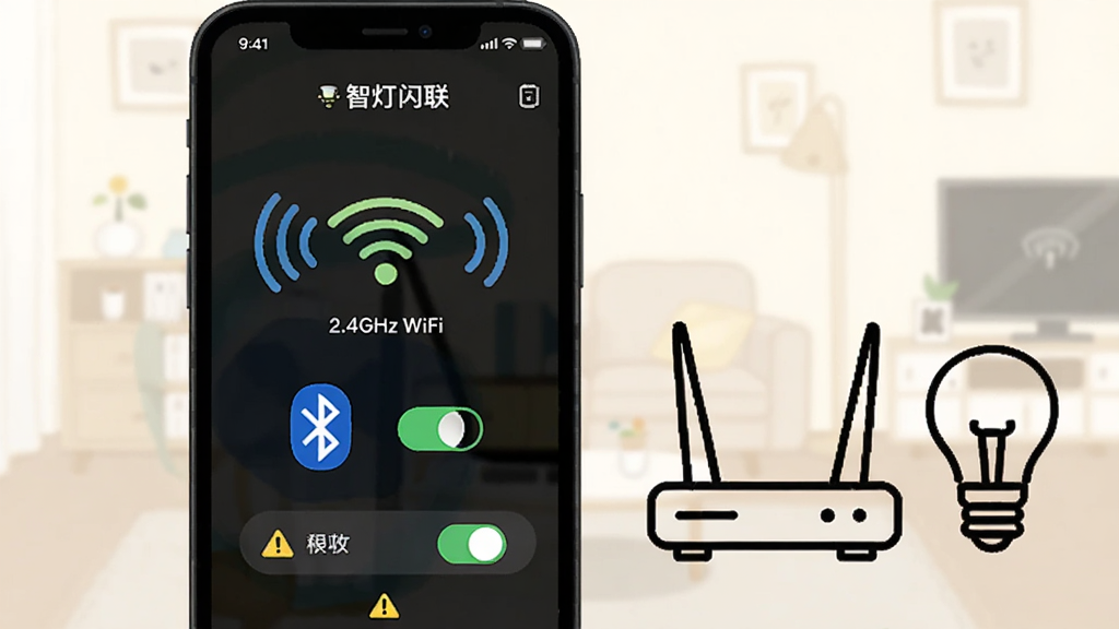 һ���ֻ�չʾ�ǵ�������������ҳ�棬��Ļ����2.4GHz WiFi��ʾͼ������������ʾ�⣬�Ա���·���������ܵ��ݵļ��ͼ�꣬����Ϊǳɫ�Ҿӳ������ֻ�����ƫ��·������������Ҳࣻ���Ϊ˵���Բ廭��ϸ�����źŲ��ơ�Ȩ�޿���ʾ�⡢��ʾСͼ�ꣻ���ʸɾ�������ͼƬ�д����֡��ǵ�������