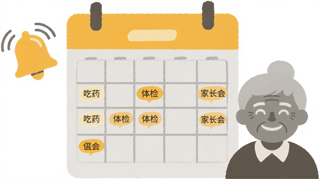 ����������һ��������ʽ�Ľ��棬�����������ע����ҩ������족���ҳ��ᡱ��С��ǩ�������Ա���һ������ͼ���һλ΢Ц�����˼�Ӱ������������½ṹ���֣�ů��ɫ��ǳ��ɫ�������ͱ�ƽ���ϸ���ºͣ������������޶���Ԫ��