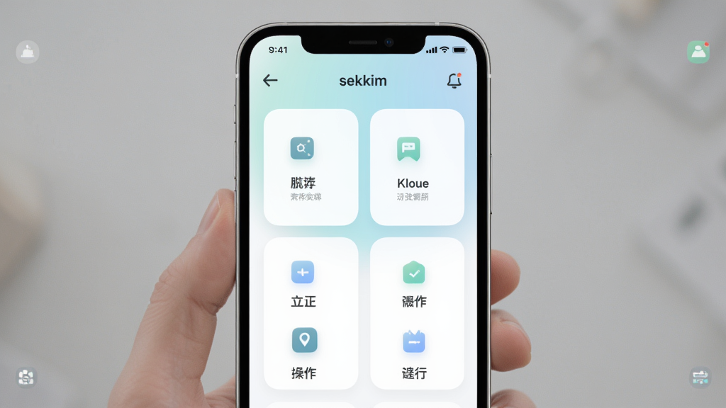һ��չʾsekkim������ˬ����ֱ�۵�ʾ��ͼ������Ϊ�ֻ���Ļ��д������Ϊ���д�ͼ����Ļ����ʾsekkim�����濨Ƭʽ���֣����Ϊ����ǳɫϵUI��ƣ�ϸ�ڰ���Բ�ǿ�Ƭ����ͽ��䱳���������Ĺ���ͼ�꣬���ʸ���ɾ����޶���Ԫ��