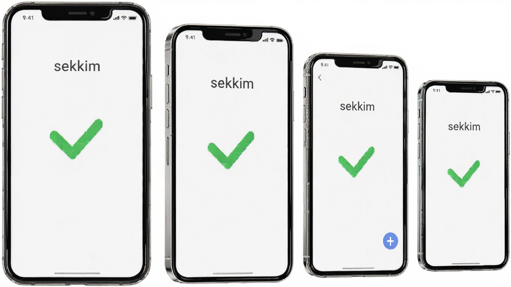 һ��չʾsekkim�����ȶ������Ժõ�ʾ��ͼ������Ϊ�ಿ��ͬ�ߴ���ֻ�����չʾ������Ϊ�������У�ÿ���ֻ���Ļ����ʾsekkim���������Ľ��棬���Ϊ�Ƽ��м�Լ�磬ϸ�ڰ����ֻ��߿�����ʸС���Ļ����ɫ�Թ���ʶ�����������ɾ����޶���Ԫ��