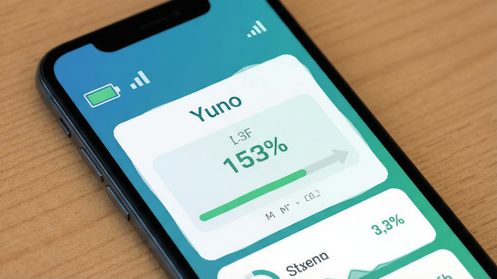 չʾ��Yuno����̨�����ȶ��Եĸ���ͼ������Ϊ�ֻ���Ļ��ʾ����״̬��壬���е�����ź�ͼ��Ԫ�أ����ּ�࣬����ƽ����ɫ��������Ϊ����ϸ�����������ʸɾ����޶���Ԫ��