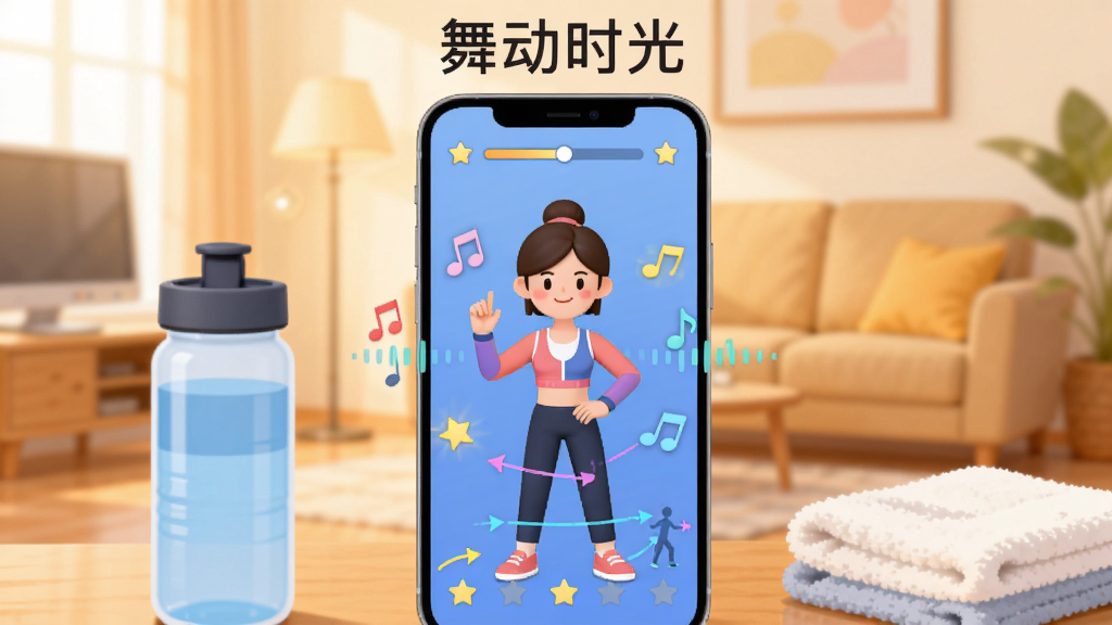 ��������һ�����������ֻ�����Ļ��ʾ�赸��ѧ���棬һλ��ͨ���������������ʾ����������Χ������������Ĺ�㣻�ֻ�����ֱ�����˶�ˮ����ë��������Ϊ�Ӽҿ�����ůɫ��������������ñ�ƽ�廭���ϸ�ڰ��������������������붯���켣�ߣ����������ɾ����޶���Ԫ�أ�ͼƬ�Ϸ��Լ�������ע
