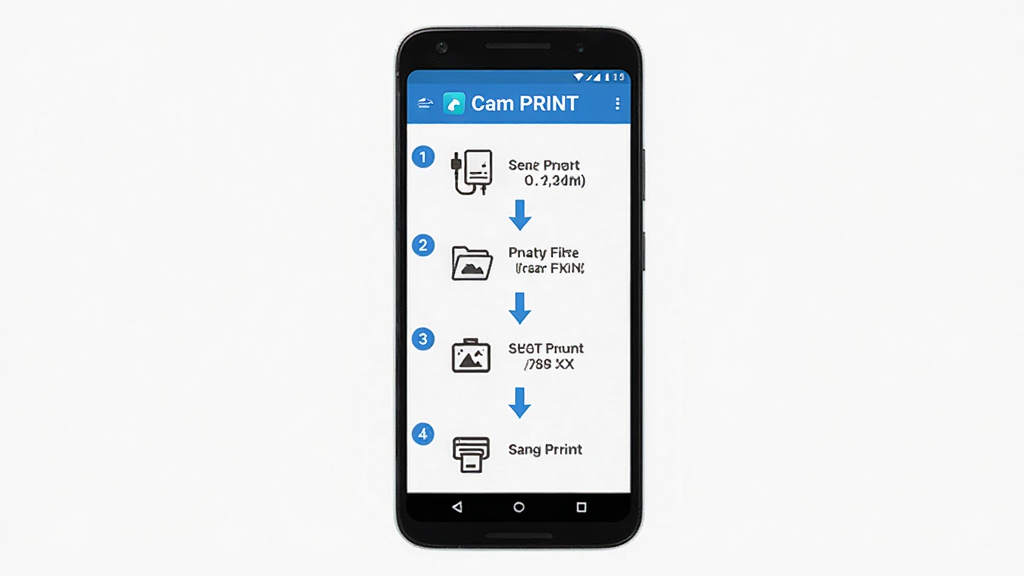 �����ǰ�׿�ֻ���ĻչʾCam PRINTʹ�ò�������ͼ������Ϊ�ֻ���������ͼ���ϵ������У��Ű�������������ע��ţ����Ϊ��ˬ������Ϣͼ��ƣ�ϸ�ڰ��������豸ѡ���ļ�Ԥ�����÷��ʹ�ӡ�ĸ�����ͼ�ꡢCam PRINT�������ơ���ɫ������ͷ�����ʸ���ɾ��޶���Ԫ��