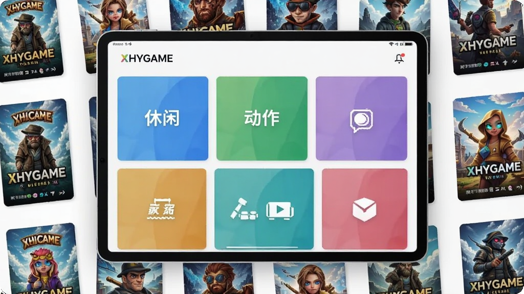 һ̨ƽ����Ժ���չʾXHYGAME��Ϸ����ҳ�棬ҳ���Ϊ�����ɫ����ֱ��ע���С�������ģ��������Χɢ����Ϸ��������ͼ����������ִ����������룬����ϸ�壬�ɾ�������