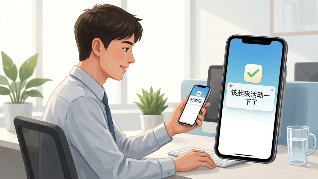 ��������Ϊһλ�����ϰ������ڰ칫��ǰ�������ֻ���Ļ����������Ӧ�õ��º�����֪ͨ��֪ͨ��д�С��������һ���ˡ���������������ֻ����������ɣ�����Ϊ���������ֻ����ҵ������ι�ͼ���Ű���Ȼ������Ϊ�����칫�ң����Ϊ���дʵ�廭��ϸ���Ϲ�����ͣ���������ֲ��ˮ�������ʸ��壬����ɾ����޶���Ԫ��