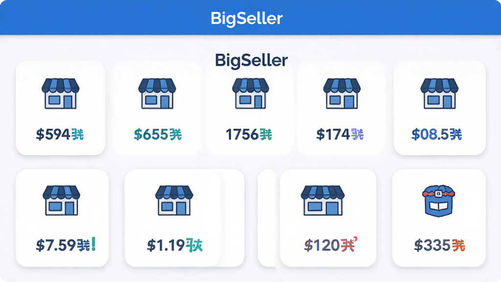 ����������һ���������ݹ������棬����������ʾBigSeller���ƺͶ������ͼ�겢�����У�ÿ������ͼ���·��ж���������ǣ�����Ϊ���½ṹ���Ϸ��Ǳ��������·��ǵ��̿�Ƭ�����Ű�����Գƣ����Ϊ��ƽ���Ƽ�����磬������ɫ��ϸ���Ͽ�Ƭ����΢Բ�ǣ���������Ŀ��ɫ��ע�����ʸ��壬�ɾ����޶���Ԫ��