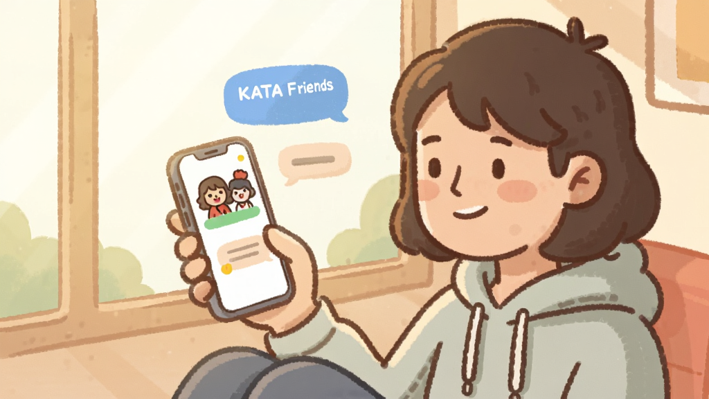 һλ�����û����ڴ����ֳ��ֻ�΢Ц���ֻ���Ļ�и��ֳ� KATA Friends �Ŀ�ͨ��ɫ��Ի����ݣ����������ů�����Ĳ廭���ɫ����ͣ���ͼ��࣬ͻ������Ӧ��֮������ɻ�����Χ������ϸ��ɾ�