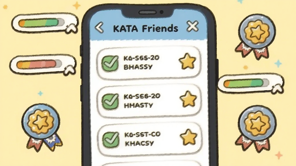 ��ͨ�����ֻ�����չʾ KATA Friends �������б�ҳ�棬ҳ�����м�������ѡ��ǵ�������Ŀ�����ǽ���ͼ�꣬�ֻ���ΧƯ���Ž�������Сѫ��Ԫ�أ�����Ϊ����ɫ���������Բ��ɰ���ʸ���廭��񣬻��ʸɾ�����