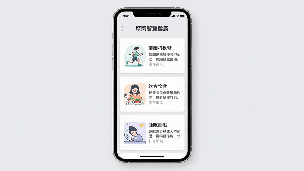����Ϊ��Ħ���ǻ۽�����Ӧ����Ѷҳ�棬�ֻ���Ļ��ʾ�������������б��������˶�����ʳ��˯�����С��ͼ������Ϊǳ��ɫ������Ϊ�ֻ����С����¿�Ƭ�������У����Ϊ���ż���磬ϸ���ϱ���������������ͼ��ࡢ�������ʣ����ʸ��塢����ɾ����޶���Ԫ��