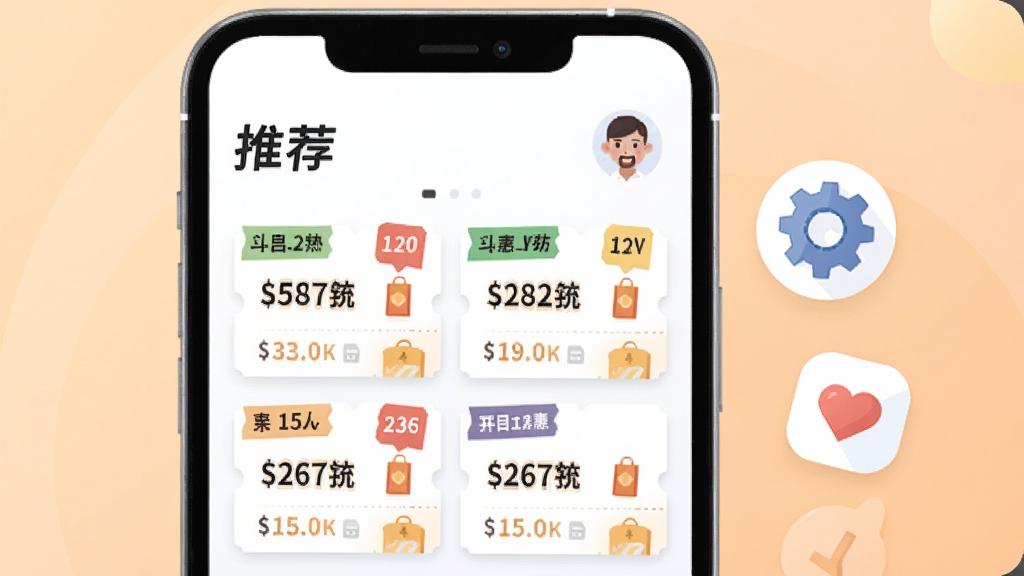 �����Ż���ҳ�Ƽ����棬��������Ϊ�ֻ���Ļ����Ļ�Ϸ���ʾ�Ƽ��������û�ͷ���·�Ϊ�����Ż�ȯ��Ƭ������Ƭ���в�ͬ�ۿ۱�ǩ���ֻ��Ҳ�Ư��һ������ͼ��������ͼ�꣬����Ϊ����ɫ���䣬���Ϊ���±�ƽ�廭�������ֻ����У�ϸ�����������ʸ��壬����ɾ����޶���Ԫ��