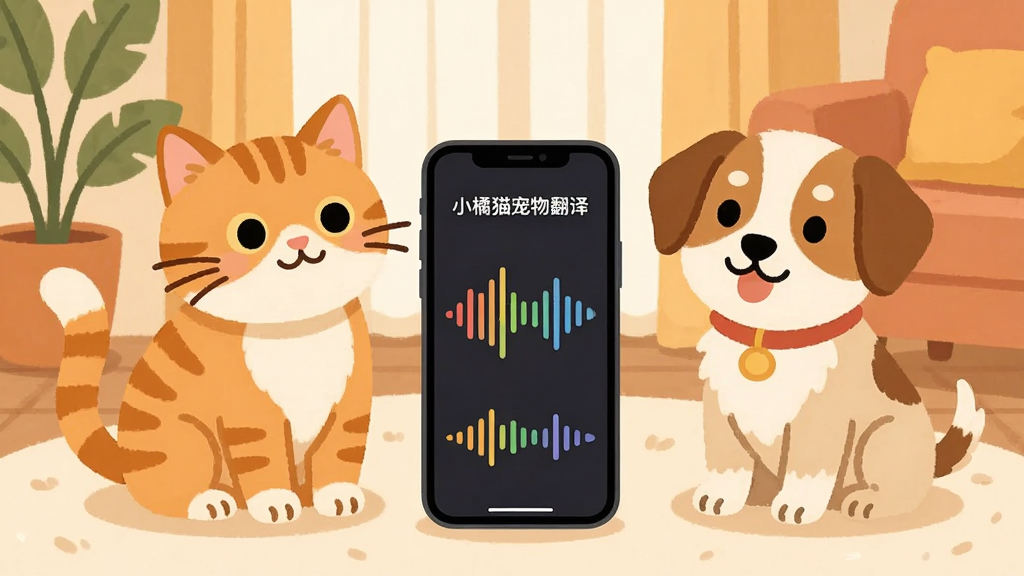 ������һֻ�ɰ�����è��һֻС������������ܰ�Ŀ�����̺�ϣ��м����һ����ʾ����ͼ��������ֻ�������Ϊ���ҶԳƣ���������ֻ����࣬��������ֲ��ůɫ�������Ű���й�ͼ���Ӿ����������ֻ���Ļ�����Ϊ��ů�����ı�ƽ�廭�磻ϸ�ڰ����ֻ���Ļ����ʾ