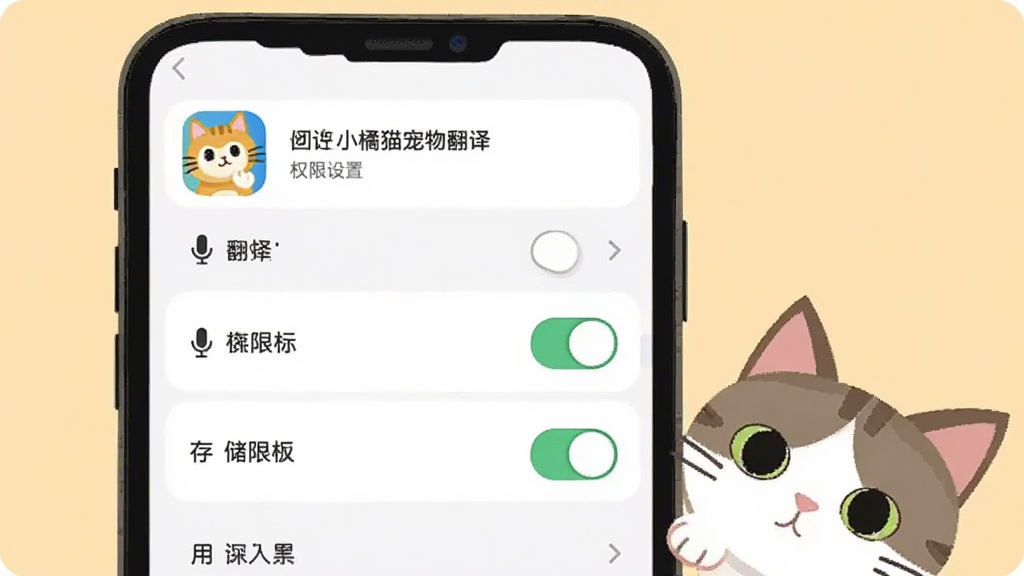 ������һ���ֻ���ĻչʾȨ�����ý��棬�Ա���è���������������Ϊ�ֻ����У�è�������½�̽ͷ���Ű�ͻ��Ȩ�޿����б������Ϊ���˵���廭�磻ϸ�ڰ���