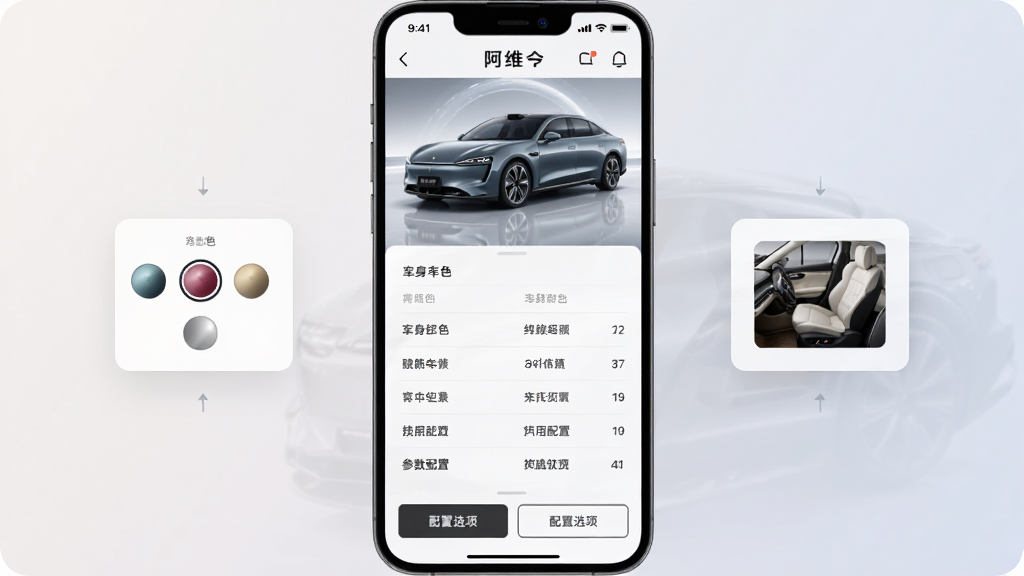 ����Ϊ����ά����App��������ҳ���ֻ���ͼ����Ļ��չʾһ�������ʹ���γ����ͼ��������ñ�������Ϊ�ֻ���Ļ���У���������ֱ�����չʾ������ɫ�л�Բ������������Сͼ���Ű�Ϊ�Ϸ����ʹ�ͼ���в������б����ײ�����ѡ�ť�����Ϊ���Ƽ���չʾ��ϸ��Ϊ��Ļ�����������ɱ桢������������������Ϊǳɫ���䣻����Ϊ����ɾ����޶���Ԫ��