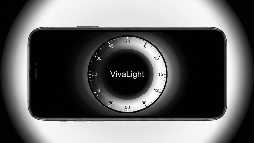 һ��չʾVivaLight���Ȳ������ܵ�ʾ��ͼ����������Ϊһ���ֻ��������ã���Ļ��ʾ�������ȿ̶��̣��̶��������С�VivaLight�����ֱ�ʶ����Χ���ƴӰ������Ĺ���Ч��������Ϊ�ֻ����С�����������ɢ�����Ϊ����Ƽ��У�ϸ���Ͽ̶������������ɼ�������Ϊ����ɫ�������������ɾ��޶���Ԫ��