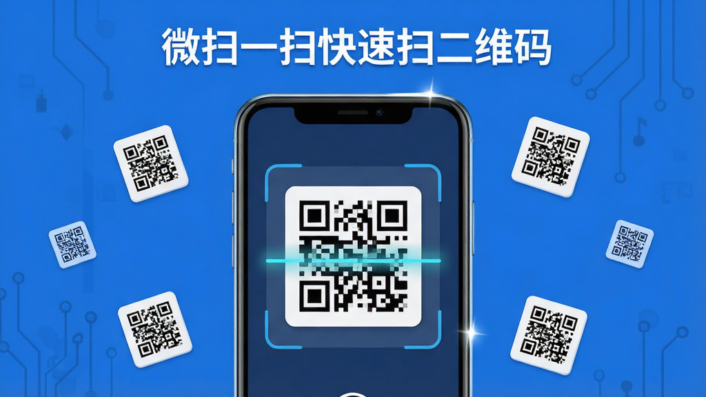 ����������һ�������ֻ����аڷţ���Ļ��ʾ��ά��ɨ����棬ȡ�����׼һ�źڰ׶�ά�뿨Ƭ���ֻ���Χɢ�伸��С�Ͷ�ά��ͼ����Ϊ��׺�����ֲ������ĶԳƹ�ͼ���Ϸ����׷��������������֣����Ϊ��ƽ���Ƽ��廭��������ɫΪ����ϸ�ڰ���ɨ���߶���Ч���������Ķ�ά���������ֻ��߿�߹⣻���ʸ��壬����ɾ����޶���Ԫ�أ�ͼƬ������Ϊ��΢ɨһɨ����ɨ��ά�롱��