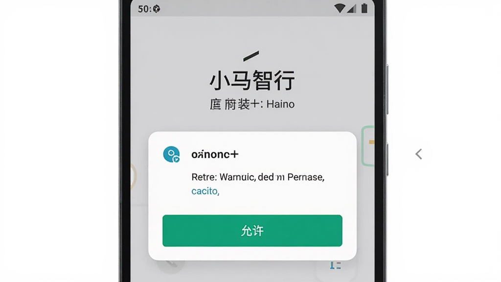 һ����׿�ֻ���Ļ��ʾ��С�����С�Ӧ�ð�װ��ɺ�Ļ�ӭҳ�棬ҳ������Ȩ�����󵯴��͡���������ť������Ϊ���ǳɫ���棬����Ϊ�ֻ�����չʾ�����Ϊ��ƽ��UI�廭��ϸ�ڰ���Ȩ��ͼ�ꡢ��ť������״̬���������������ɾ����޶���Ԫ��