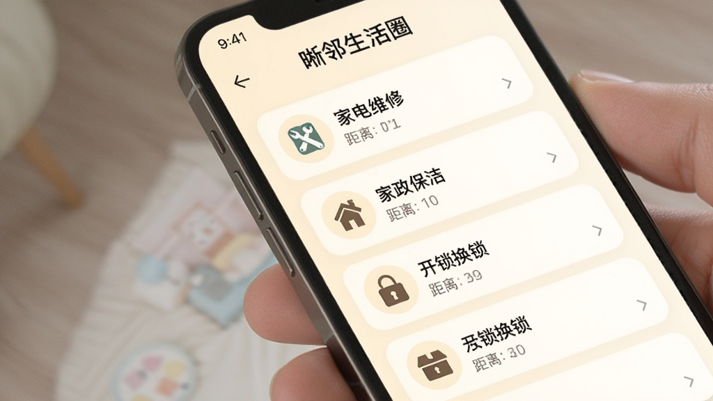 �ֻ���Ļչʾ����������Ȧ���ܱ߷���ҳ�棬�б����С��ҵ�ά�ޡ����������ࡱ�������������ȷ����ǩ��ÿ�����м��ͼ��������ע������Ϊ��͵��װ�ɫ�������ֹ��������ʸɾ����޶���Ԫ��