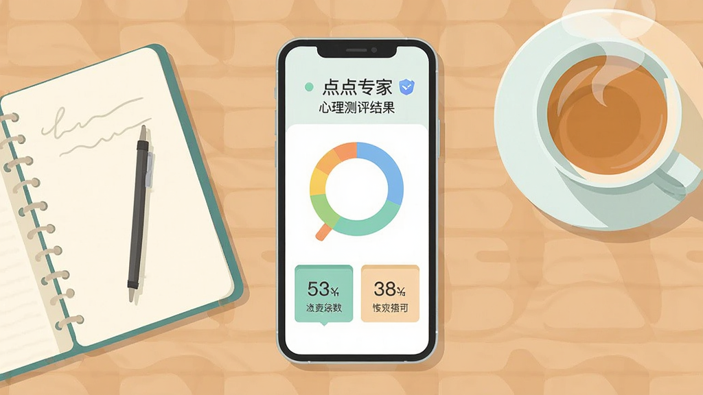 俯视视角的木质桌面上平铺一部手机,屏幕显示