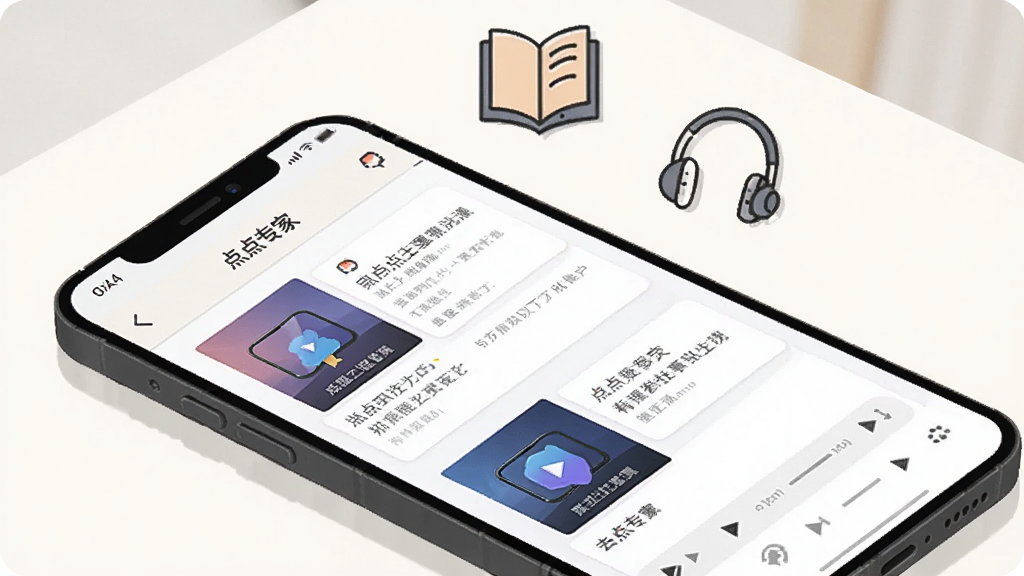 一部手机斜放在浅色桌面,屏幕显示