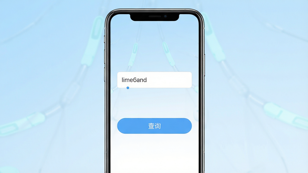 手机号免费实时定位软件主界面截图,画面中央展示手机屏幕,屏幕内显示简洁的号码输入框与查询按钮,背景为浅蓝色渐变,风格清新简约,细节清晰,画质干净,无多余元素