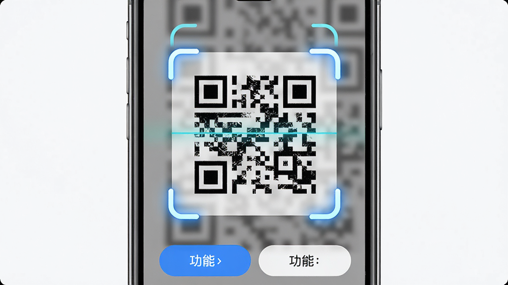 һ��չʾ��ʰ�á���ά�빦�ܽ����ʾ��ͼ������Ϊ�ֻ���Ļ�����ɨ��������ɵĶ�ά��ͼ��������Ϊ���½ṹ���Ϸ�ɨ�����·����ܰ�ť�����Ϊ�ִ���Լ�Ƽ��磬ϸ�ڰ���ɨ����Ľǵĸ���������ά�������������������ɾ����޶���Ԫ��