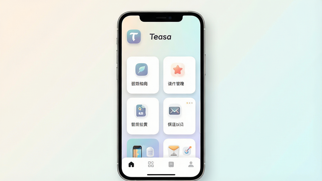 һ��չʾTeasa�ƶ�Ӧ����������ֻ���Ļ��Ⱦͼ������Ϊ���з��õ������ֻ�����Ļ�ڳ��ּ����ˬ��Ӧ����ҳ���֣��Ϸ�ΪӦ�����ơ�Teasa����ʶ���в�Ϊ���ܿ�Ƭʽ���У��ײ�Ϊ���������������ǳɫ���䱳��������ִ���Լ��ϸ�ڰ���Բ��ͼ���������Ӱ�����������ɾ����޶���Ԫ��