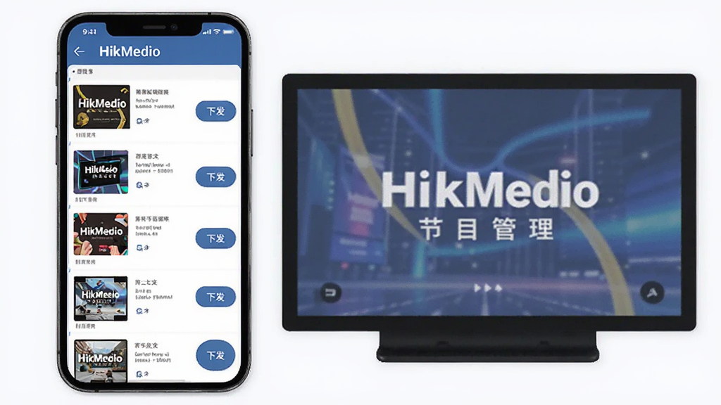 HikMedio������Ŀ��������չʾ�ֻ���Ļ�ϵ�LED��Ŀ�б�ҳ�棬��������Ϊ�ֻ���LED������Ϲ�ͼ���������Һ�Ӧ�����Ϊ�ִ������ƽ�磬ϸ�ڰ�����Ŀ����ͼ���·���ť�����������ɾ��޶���Ԫ��