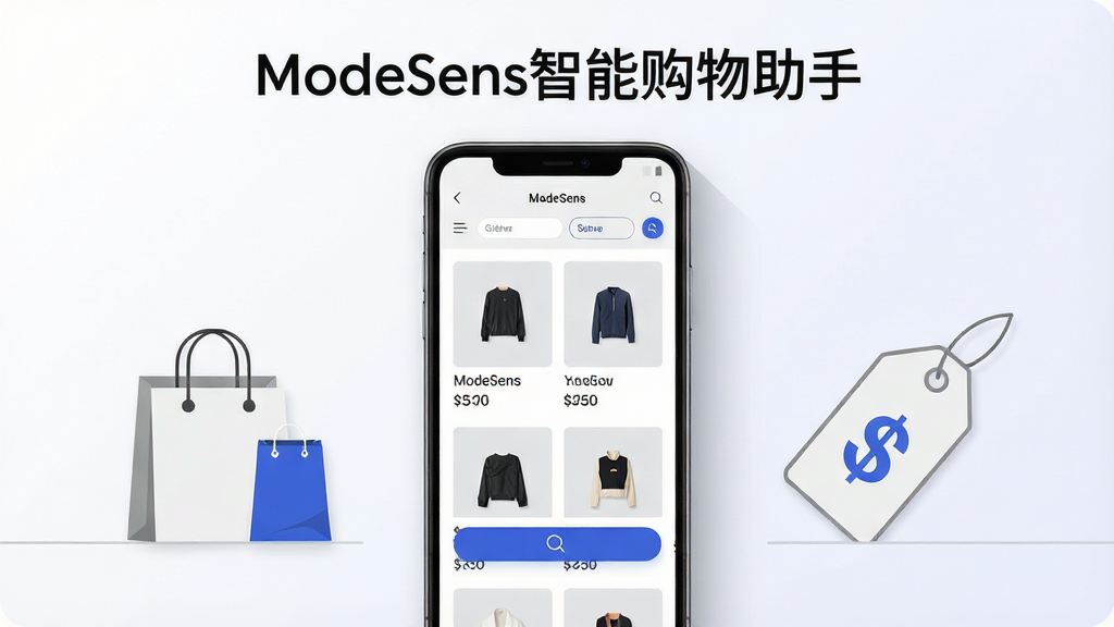 ����Ϊһ��������׿�ֻ����ڻ������룬�ֻ���Ļ��չʾModeSens���ܹ���������Ʒ�б����棬������Ʒ����ͼ���۸��ǩ��ɸѡ��ť�����ֲ��þ��жԳƹ�ͼ���ֻ������׺��Լ�������۸��ǩͼ�Σ��Ű��ϱ������֡�ModeSens���ܹ������֡����ڻ����Ϸ�����λ�ã����Ϊ�ִ����ı�ƽ��UIչʾ�磬��ɫ�԰�ɫ��ǳ����Ʒ����Ϊ����ϸ�����ֻ���Ե������΢ͶӰ������Ϊǳɫ���䣻������������������ɾ����޶���Ԫ��