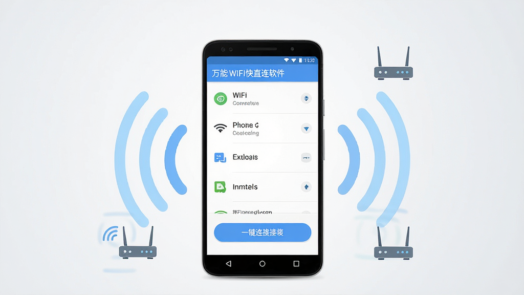 һ��չʾ����WiFi��ֱ��������������ֻ���ͼ���廭������������һ��������׿�ֻ�����Ļ����ʾ����WiFi�б���һ�����Ӱ�ť���ֻ���Χ�����ŵ���ɫ�źŲ�����·����ͼ�꣬����Ϊ�ɾ���ǳ�ҽ��䣬�����������ִ���ϸ�����������ʸɾ����޶���Ԫ��