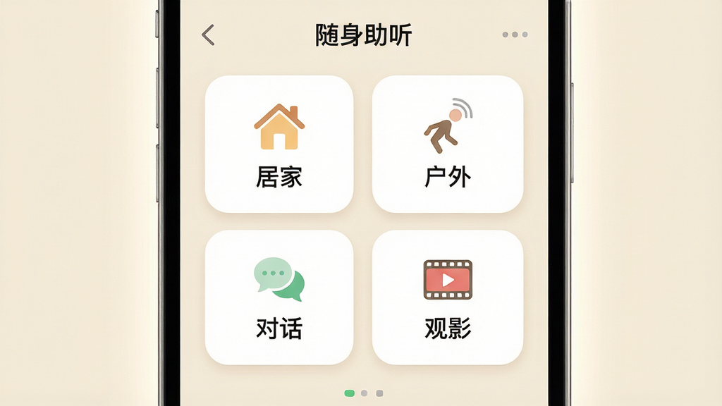 ���������ǡ���������������ģʽѡ����棬�ĸ���Ƭʽ��ť�ֱ��ע���Ӽҡ������⡱���Ի�������Ӱ������Ƭ����Բ����Ʋ����ж�ӦСͼ�ꣻ��Ƭ���������������������ֻ���Ļ���룬��Ļ������͹��Σ�����Ϊ����ɫ�����ֹ������У����Ϊ���±�ƽ���ƶ���UIչʾ��ϸ����ǿ��ͼ�������������ɶ��������������ɾ����޶���Ԫ��