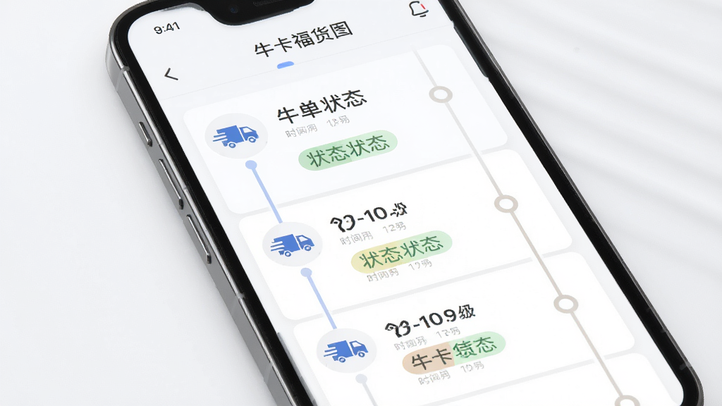 ţ��������Ӧ���˵�����ҳ��ʾ��ͼ������Ϊ�ֻ������е��˵�״̬ʱ���ᣬ����Ϊ���½ṹ���Ű�Ϊ�б�ʽ��Ϣ�������Ϊ��ˬǳɫ����磬ϸ�ڰ�������λ��ͼ�ꡢ״̬��ǩ��ʱ��ڵ�Բ�㣬���ʸ��塢�ɾ����޶���Ԫ��
