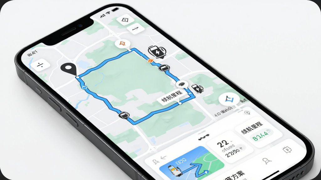 ��ʯ����APP���й滮����չʾ������Ϊ�ֻ���Ļ�ϵĵ�ͼ·�߹滮���棬����Ϊ��ͼռ����Ҫ���桢·�߸�����ʾ���Ű���ֱ�ۣ����Ϊ�ִ���ͼӦ�÷��ϸ�ڰ�������յ��ǡ����׮ͼ�ꡢ���������ʾ��·�߷�����Ƭ�����ʸ��壬�ɾ���ˬ���޶���Ԫ��