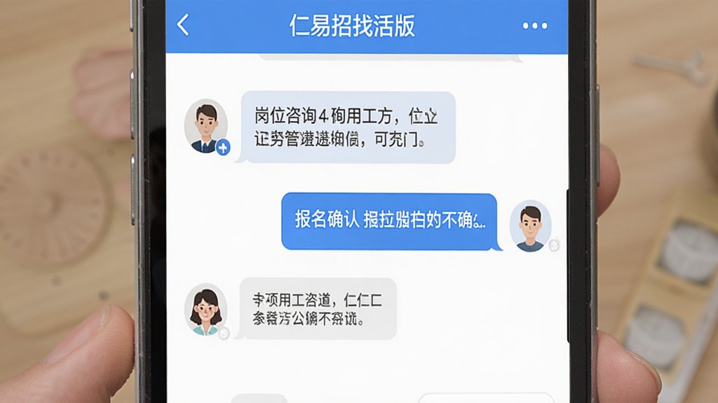 �������һ�����칵ͨ���棬�ֻ���Ļ����ʾ��ְ�����ù����ĶԻ����ݣ������漰��λ��ѯ�ͱ���ȷ�ϣ������࣬����ɫ������ƽ����񣬸��廭��