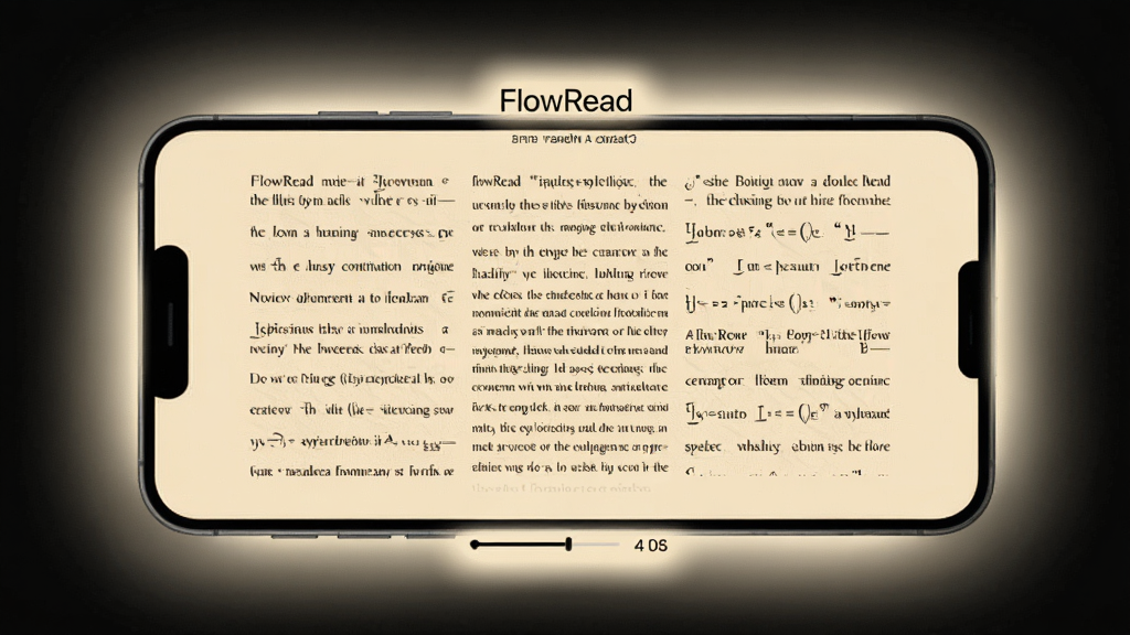 һ��չʾ��FlowRead����������ʽ�Ķ������ʾ��ͼ���������ֻ���Ļȫ����ʾ�Ű�������������ݣ�����Ϊ�����׻�ɫ������ײ��м���Ľ�������ҳ�룬��Ļ��Χ����͵Ĺ���Ч��������ִ���Լ�����ָɾ��������������޶���װ��Ԫ��