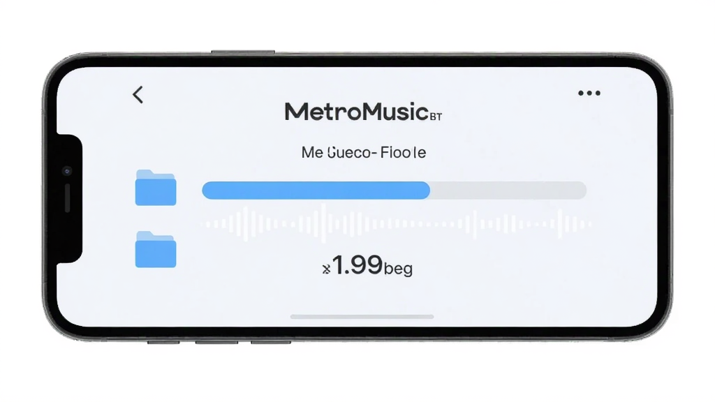 主体是 MetroMusic 本地扫描进度界面,布局为手机屏幕中央显示扫描进度条和文件数量,排版简洁,风格为浅色扁平设计,细节有文件夹图标和音频波形,画质高清干净