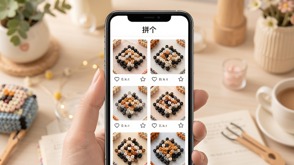 һ��ƴ����������ҳ��ĳ���ͼ���ֻ���Ļ��չʾ�Ŷ���ƴ����Ʒ��Ƭ��������ʽ���У�ÿ����Ƭ�·��е��޺��ղ�ͼ�꣬��Ļ������