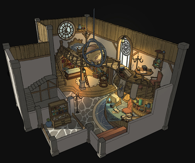 梦幻魔法屋布置总览图,展示梦幻与实用结合的魔法屋全景